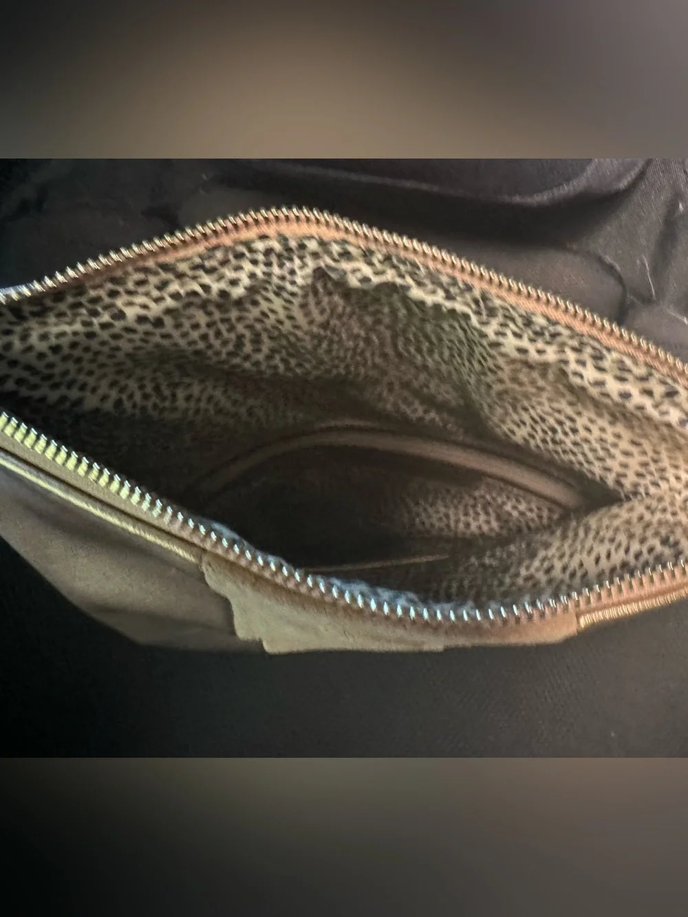 Gold Metallic Suede Panel Clutch